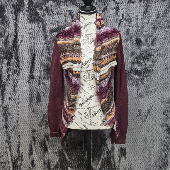 BKE Cardigan Sweater Womens S Striped Textured Artsy Boho Western Festival Fairy - Picture 1 of 12